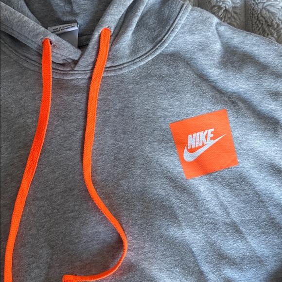 Nike Heather Gray Hoodie with Bright Orange Details - Picture 2 of 4